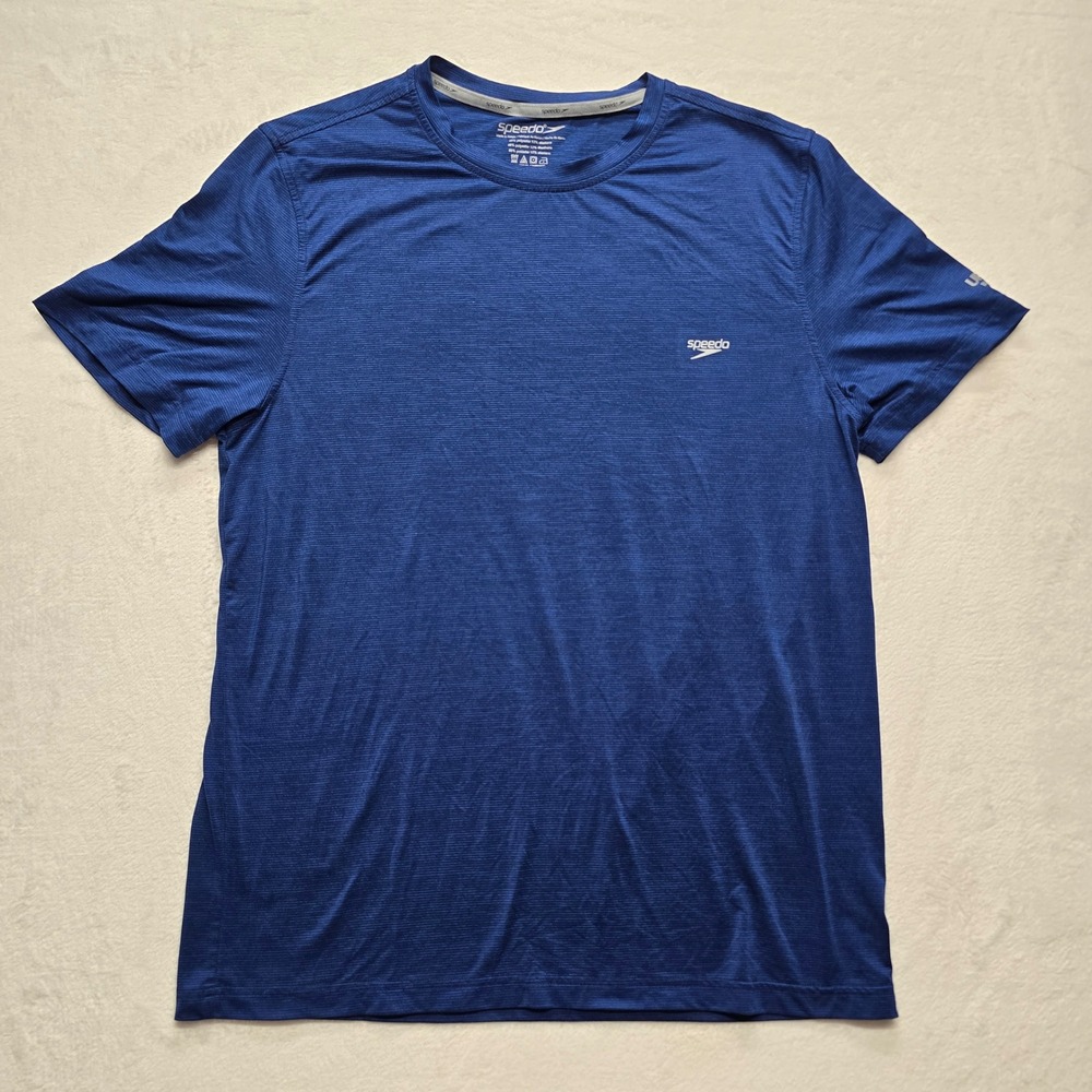 Speedo Athletic Performance Tee Blue Moisture Wicking Active XL